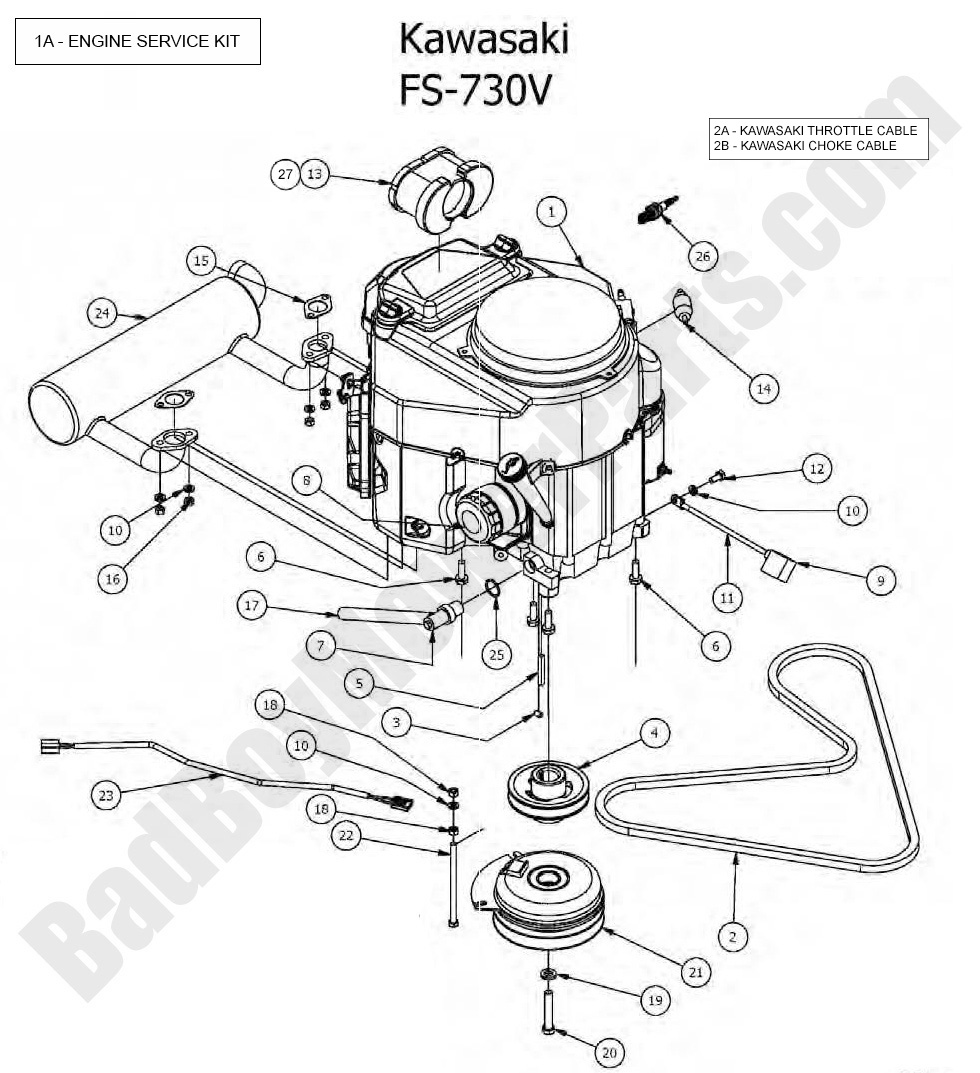 1336 - Bad Boy Mower Parts Lookup > 2016 > Maverick > Engine - Kawasaki FS730